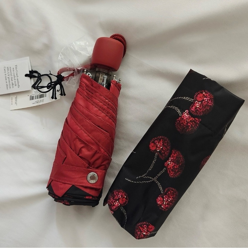Uv Protection Mini Umbrella with Cherry Print 🍒 - Picture 2 of 2